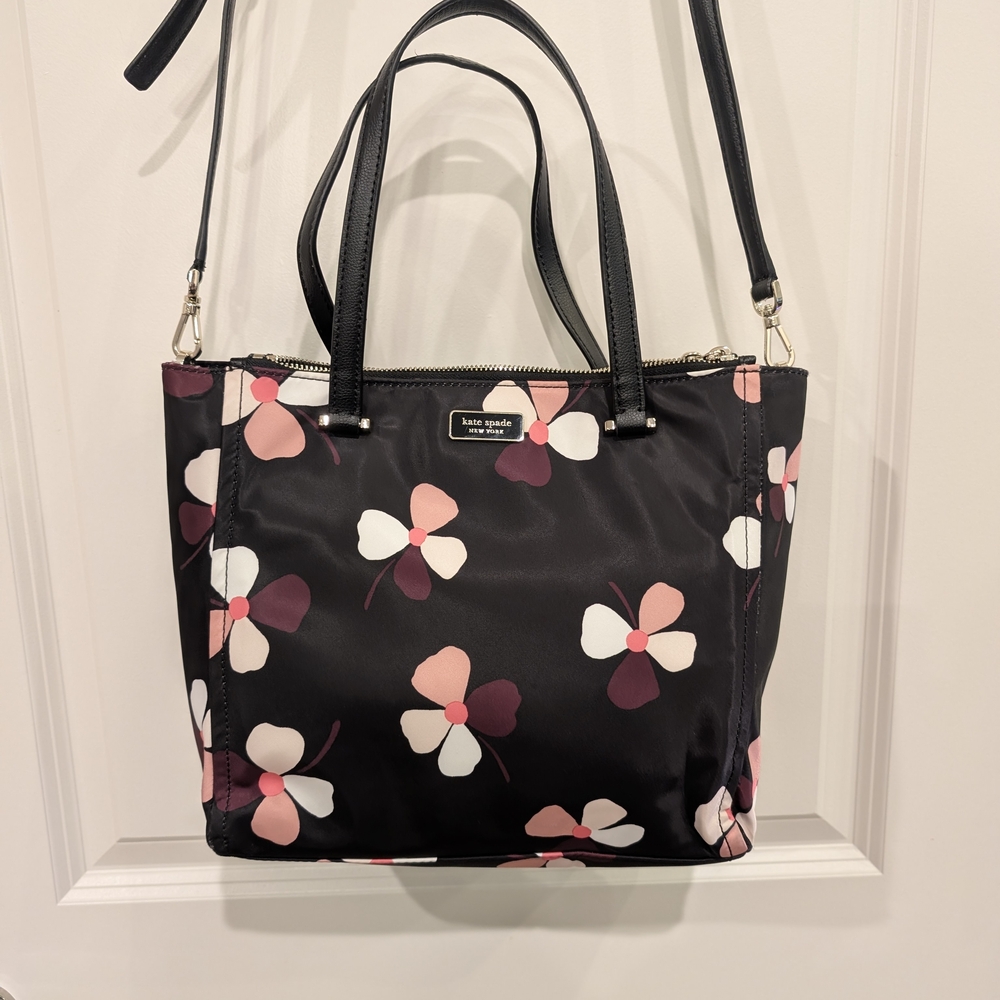 SALE 🎉 Kate Spade Dawn Dusk Buds Medium Satchel Black Floral Women's Bag - Picture 4 of 8